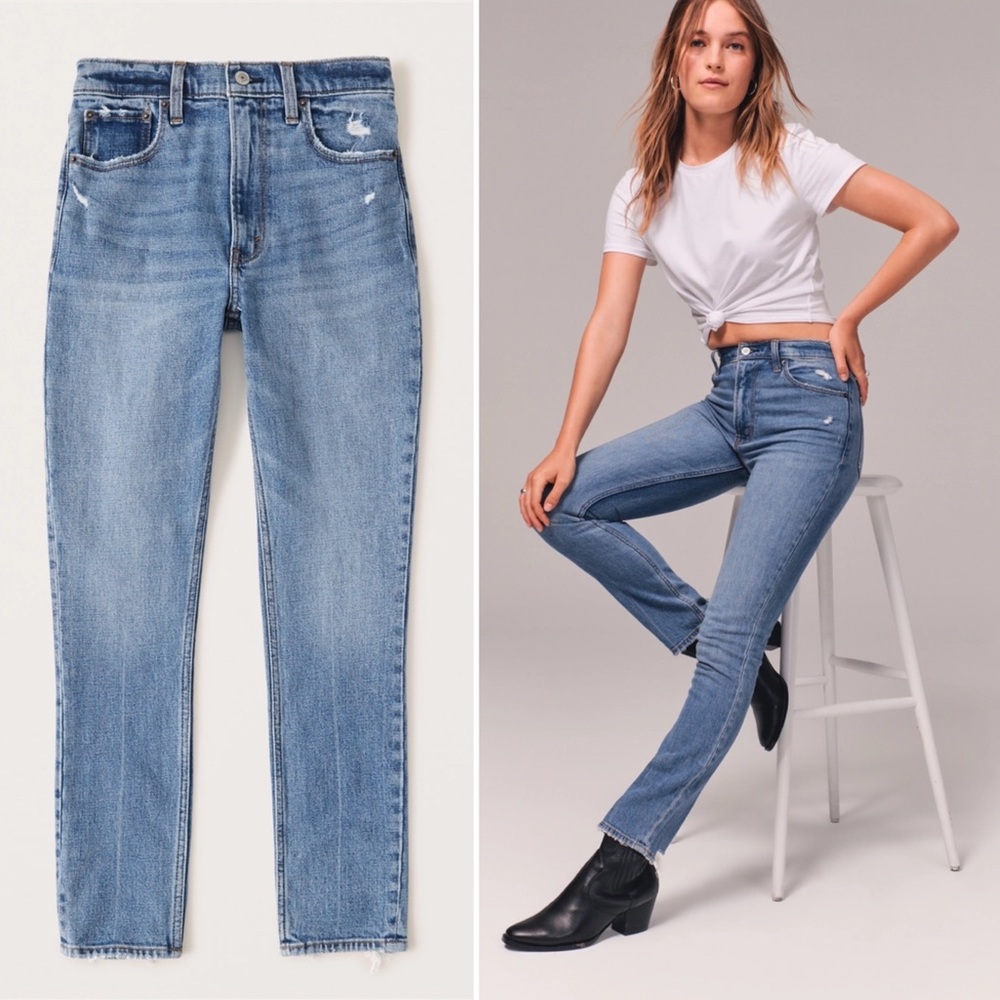 Abercrombie & Fitch Women's High Rise Jeans - Light Blue